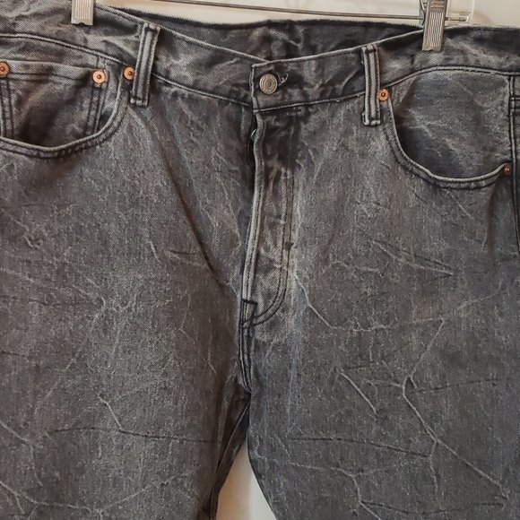 LEVI'S  501 Black Gray Stonewash Jeans 36x34 - Picture 3 of 10